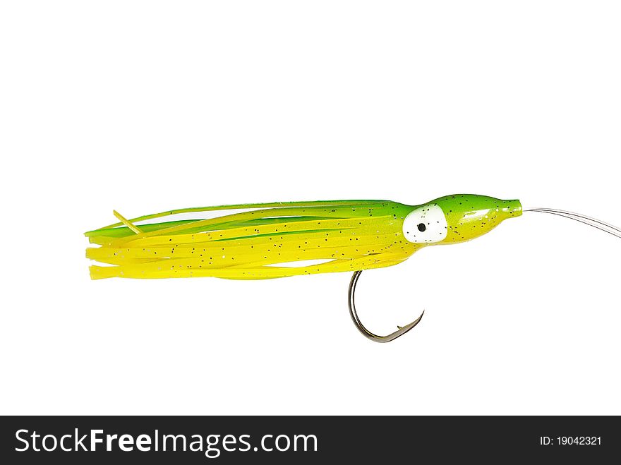 Artificial bait on a white background