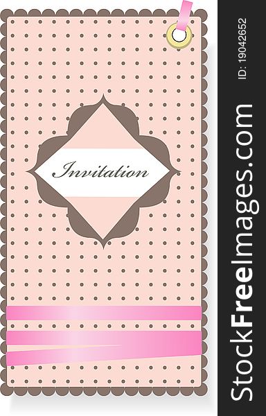 Vintage pink and brown invitation. Vintage pink and brown invitation