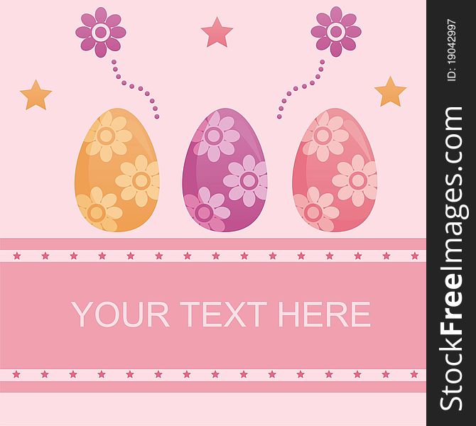 Cute easter background with decorated eggs