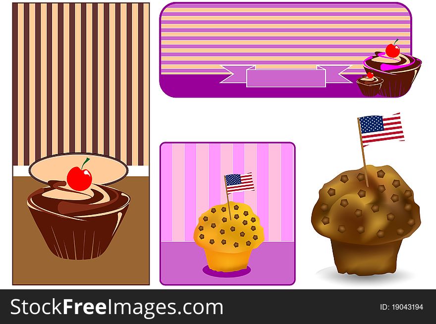 Set banner American sweets, in vector