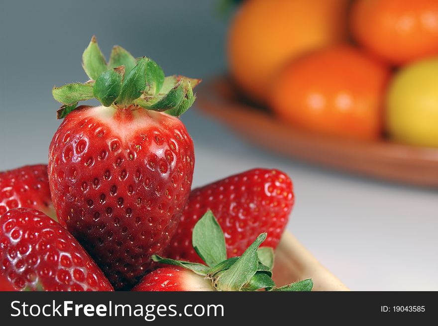 Fresh fruit: strawberry dessert in a Crock