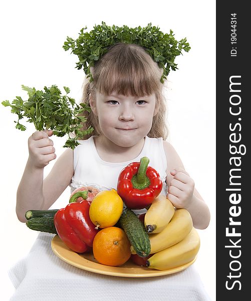 Vegetables And Fruit  Of Children.