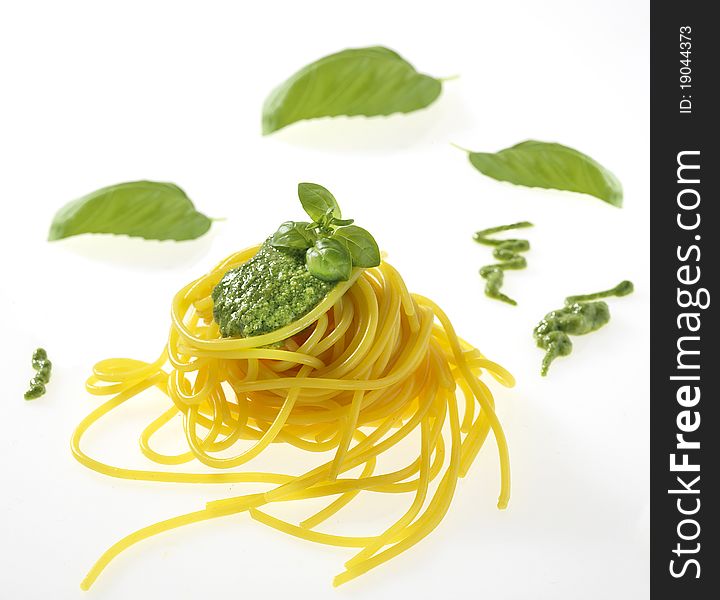 Italian sauce pesto with spaghetti. Italian sauce pesto with spaghetti