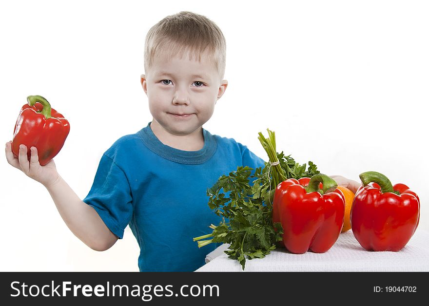 Vegetables and fruit it are a healthy food of children.