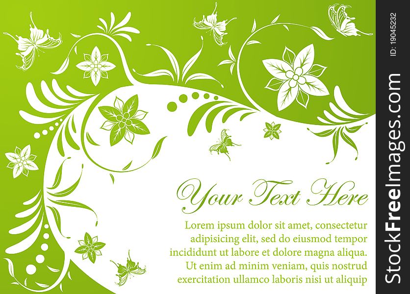 Floral Background with butterfly, element for design, illustration