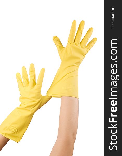 Hand In Glove Isolated Over White Background