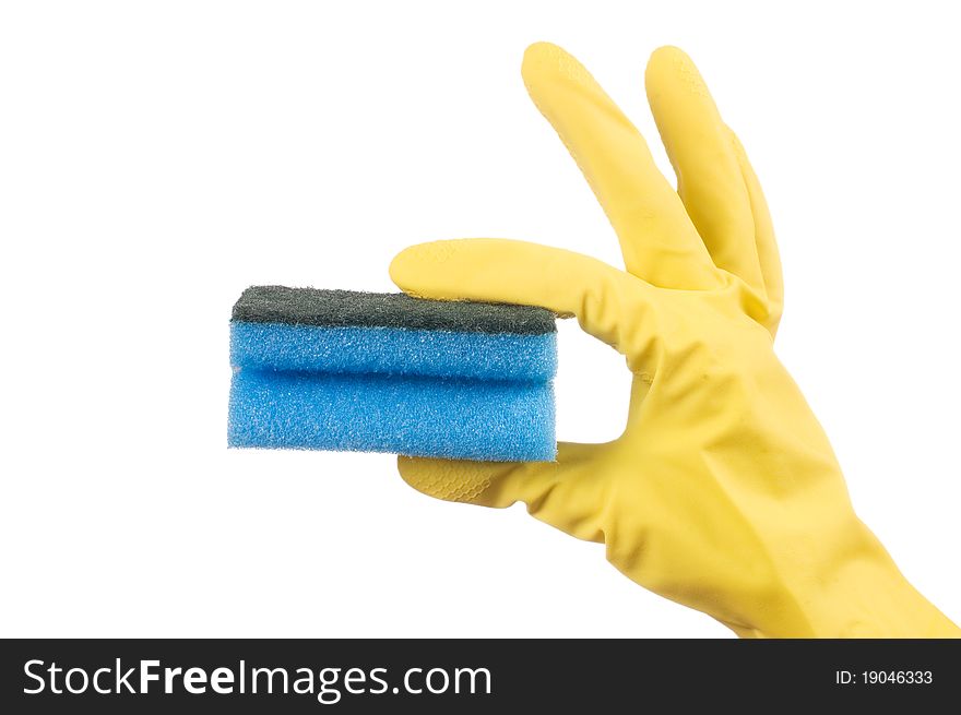 Hand in glove isolated over white background