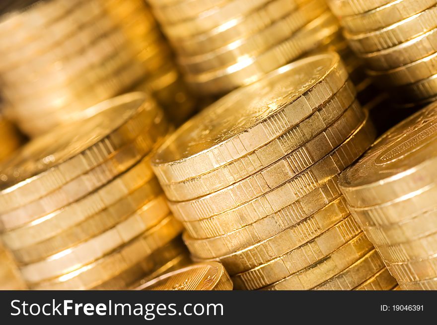 Coins macro close up background