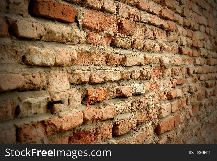 Old red brick wall background