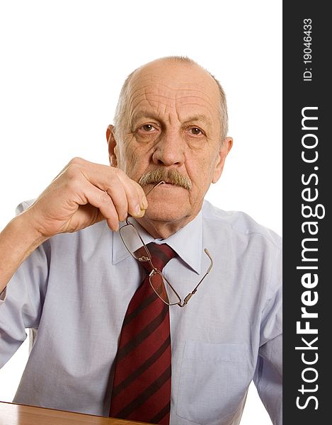 Elderly Man Isolated On White Background