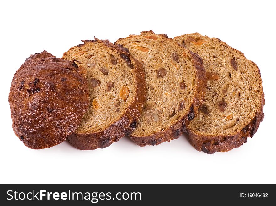 The cut bread isolated on white background