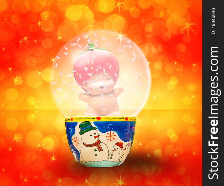 Snow globe with the holiday background