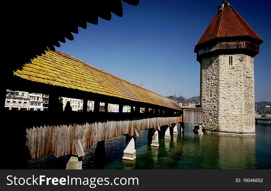 The Chapel Bridge of Lucerne, Switzerland.