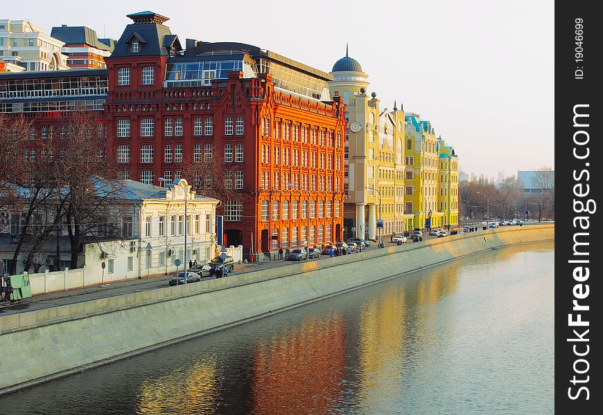 The image of quay and the river