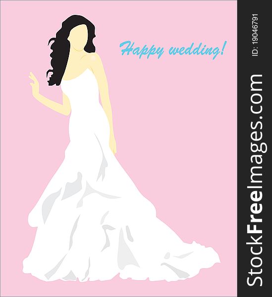 A card with the girl in a wedding dress