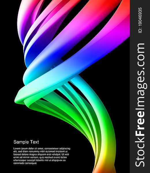 Dynamic colorful abstract background of form in three dimensional space. Dynamic colorful abstract background of form in three dimensional space