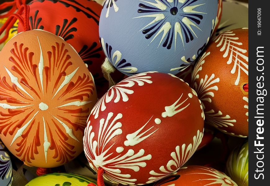 Image of the hand painted easter eggs,. Image of the hand painted easter eggs,