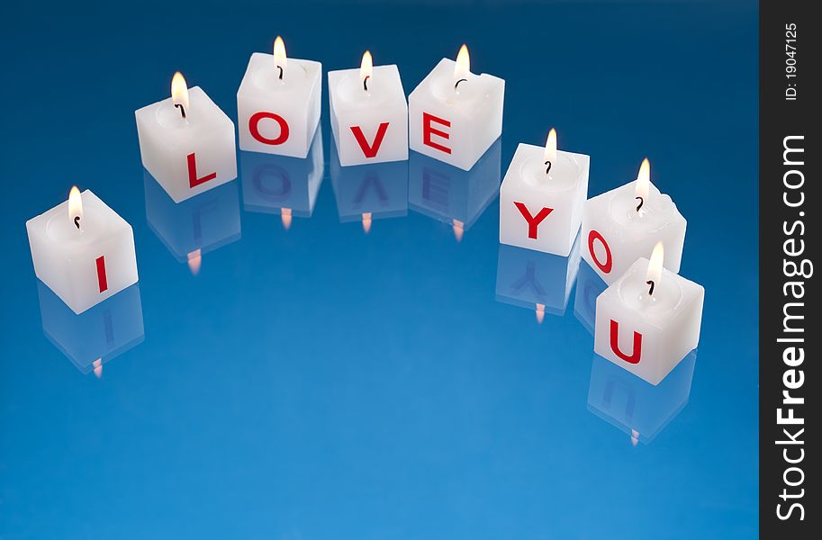 I love you printed on candles. I love you printed on candles.