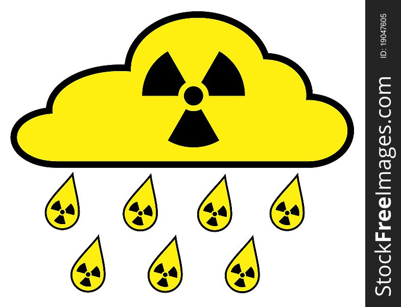 Radioactive cloud with dropping fallout. Radioactive cloud with dropping fallout