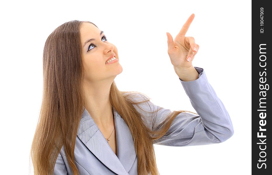 The beautiful business woman on a white background