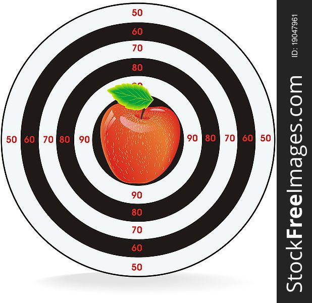Vector of apple in the center of the target