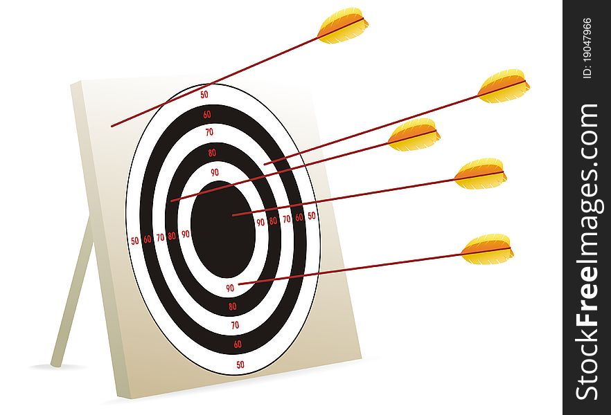 Vector of target and arrows, isolated on white