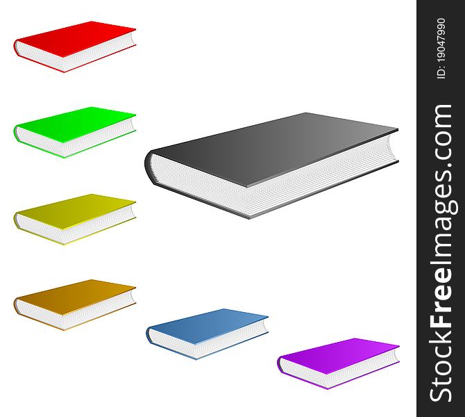 Books of different color lie on a white background. Books of different color lie on a white background.