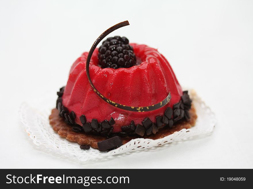 Red Fruitcake With Bramble Decoration