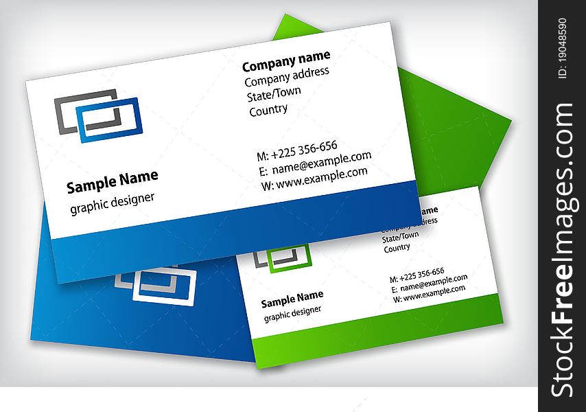 Blue and green business cards template