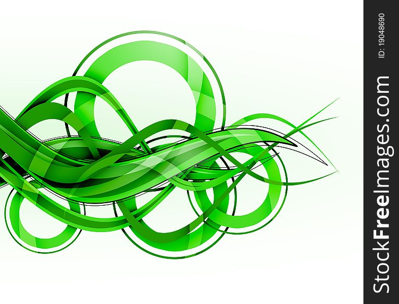Abstract green background - waves and circles