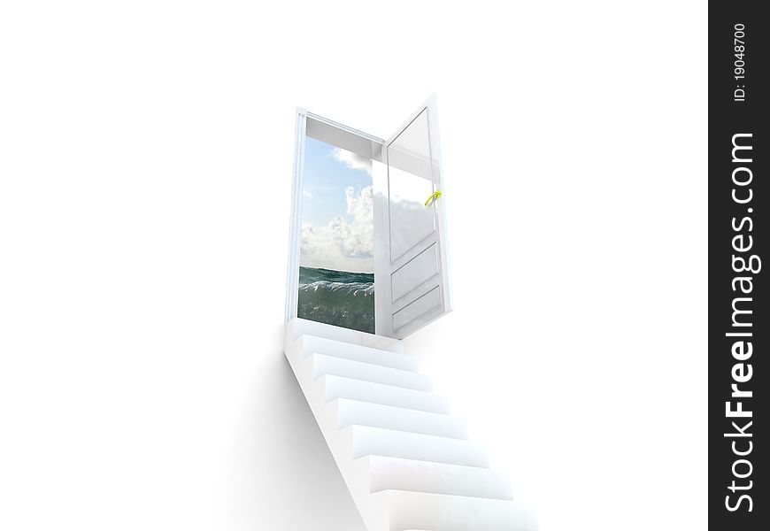 Stairway to the Ocean concept. Travel concept. Stairway to the Ocean concept. Travel concept.