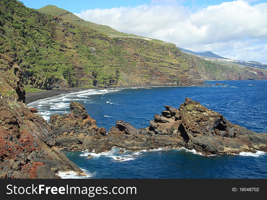 Mounts and coast line of La Palma