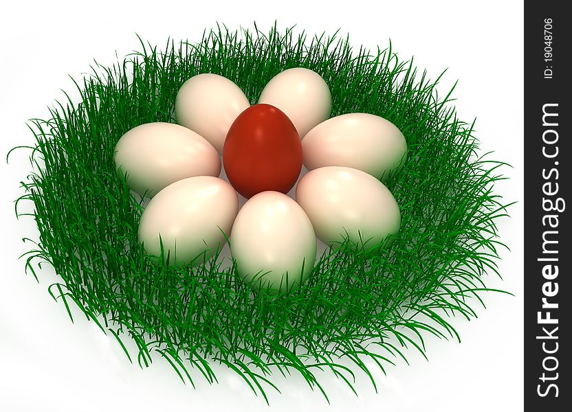 3d colourful easter eggs on a green grass. 3d colourful easter eggs on a green grass