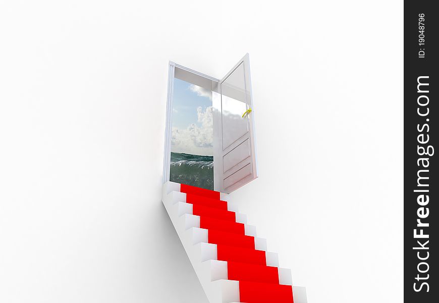 Stairway to the Ocean concept. Travel concept. Stairway to the Ocean concept. Travel concept.