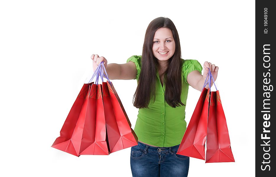 Happy girl with shopping bags. Happy girl with shopping bags