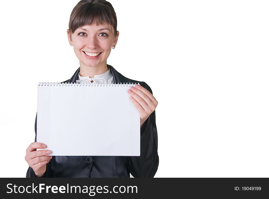 Smiling girl with a notebook