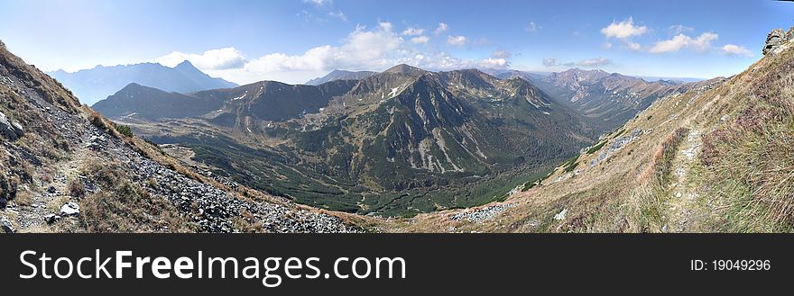 High mountain autumn landscape panorama. High mountain autumn landscape panorama