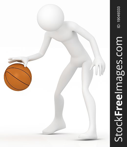 3d human basketball player with a ball. 3d human basketball player with a ball.