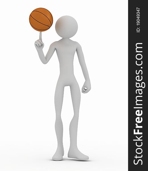 3d render of a person with ball on finger.