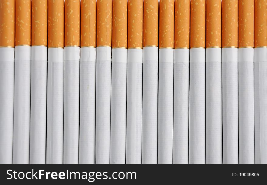 Group cigarettes isolated on a white background