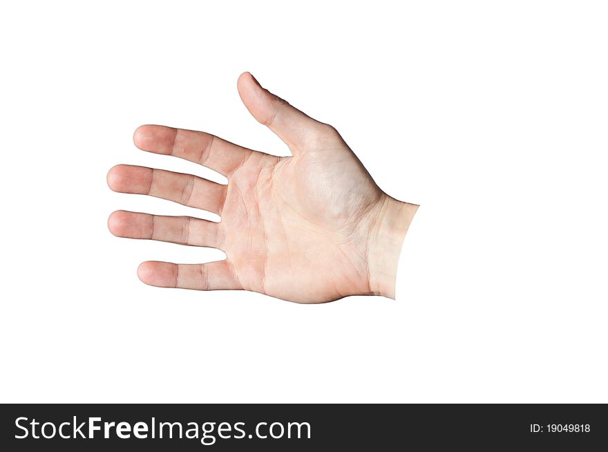 Fully open hand isolated on white background