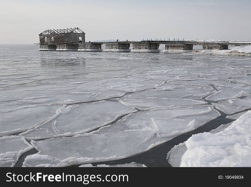 Abandoned Russian wooden harbor in Colesbucta, Spitsbergen, Svalbard. Abandoned Russian wooden harbor in Colesbucta, Spitsbergen, Svalbard