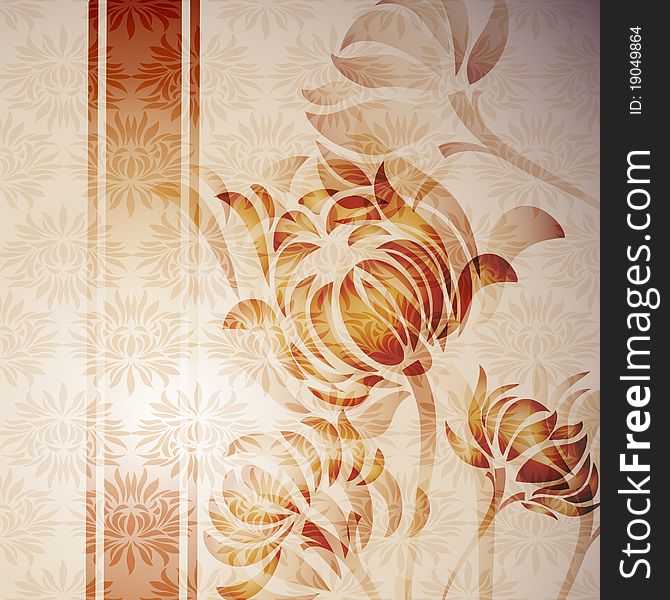 Elegant floral background with stripes. Elegant floral background with stripes