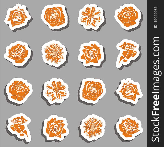Vector floral icons on grey background. Vector illustration. Vector floral icons on grey background. Vector illustration