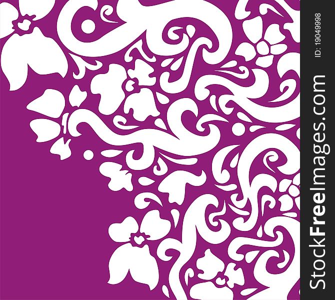Vector floral patterns on violet background. Vector illustration. Vector floral patterns on violet background. Vector illustration