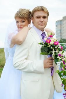 Bride And Groom Hugging Stock Images
