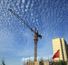 Cranes At Construction Site Royalty Free Stock Photography Cranes At Construction Site Royalty Free Stock Photography