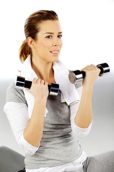 Girl Exercising With Weights, Closeup 3 Stock Photo Girl Exercising With Weights, Closeup 3 Stock Photo