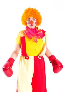 Girl Clown In Colorful Costume Stock Photos