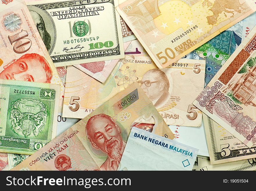 Background image of many banknotes